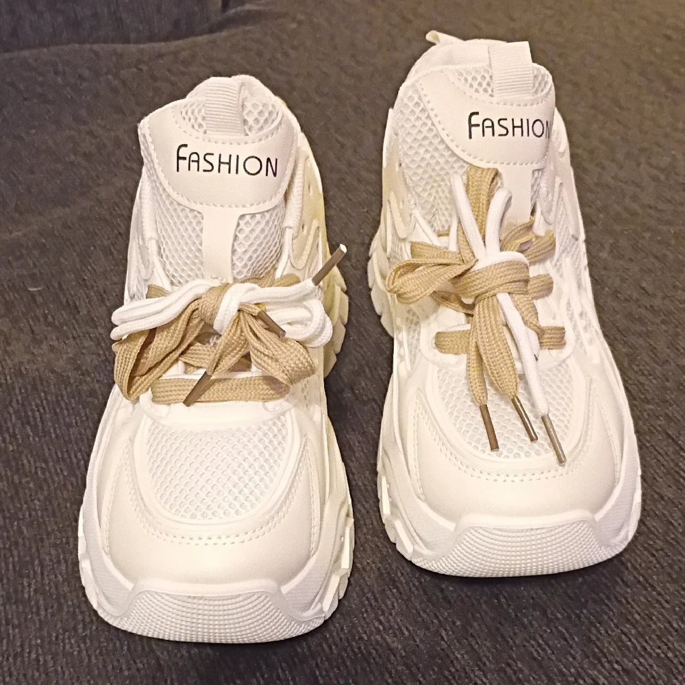 Women's Cream Chunky Sneakers - Picture 5 of 6